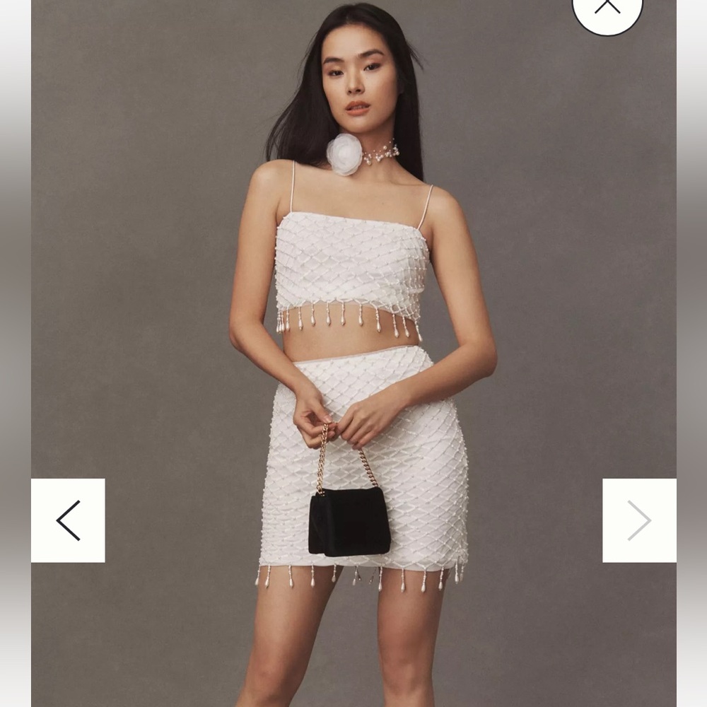 BHLDN, Claudette embellished crop top and mini skirt